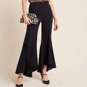 Anthropologie Zinnia Flare Ruffle Trousers